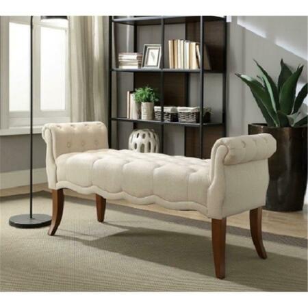 LINON HOME DECOR PRODUCTS Madison Natural Roll Arm Bench BH060NAT01U